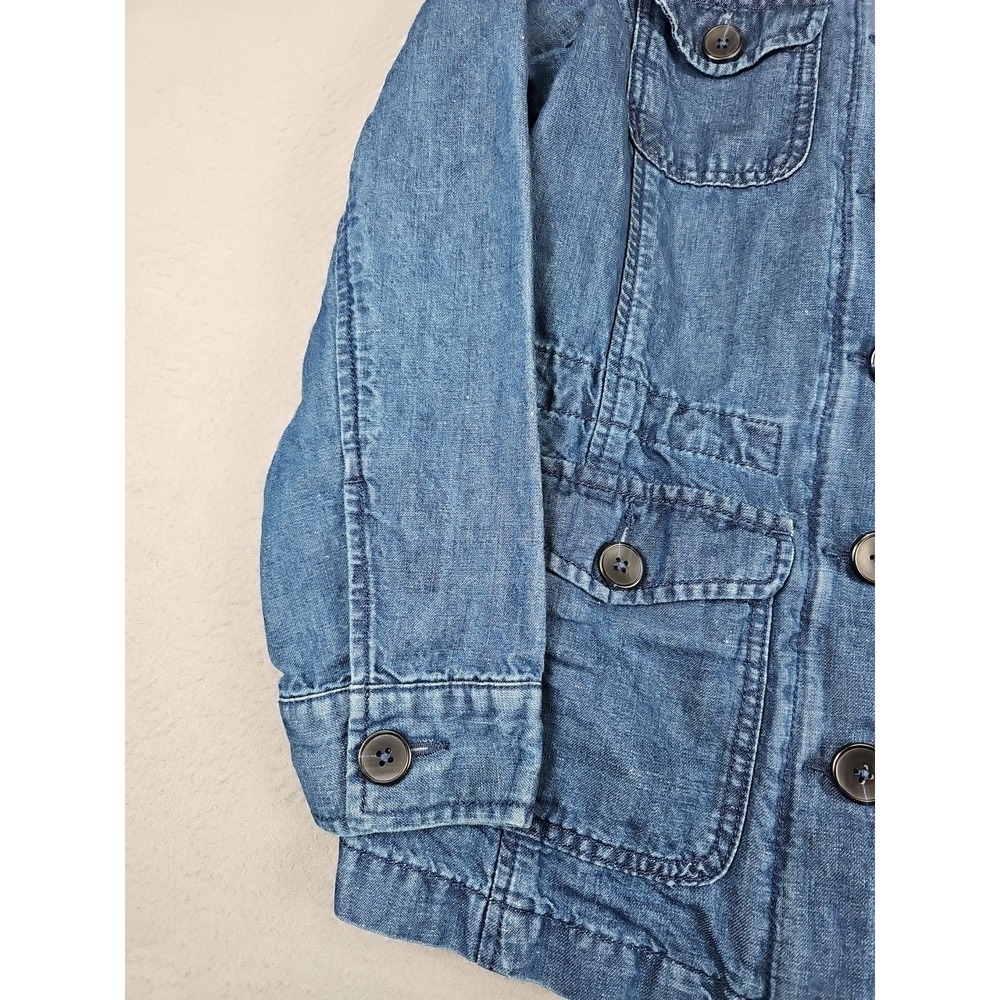 Talbots Petite Denim Utility Jacket Size P Blue Drawstring Waist Cotton/Hemp - Picture 2 of 12